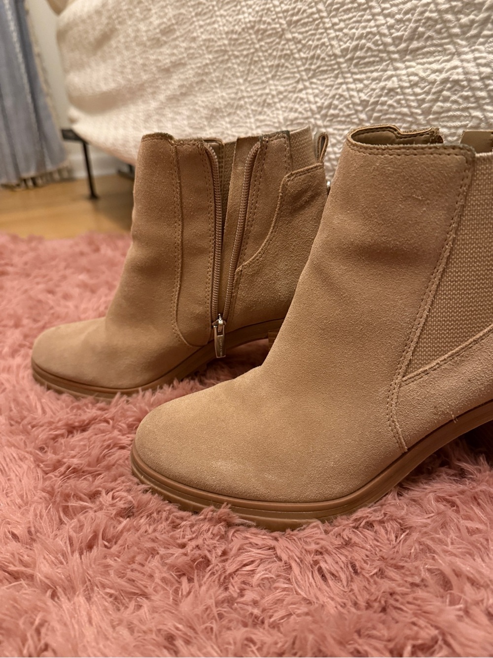 Vince Camuto Suede Ankle Booties in Tan